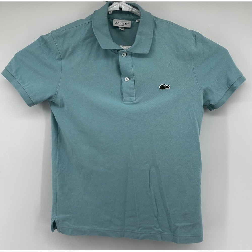 Lacoste Slim Fit Short Sleeve Polo Shirt Light Blue Men's Size Medium